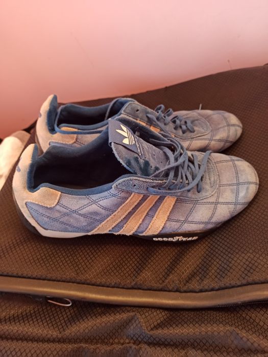 Mens Adidas Tuscany Goodyear Blue Leather Trainers Uk 42 2/3