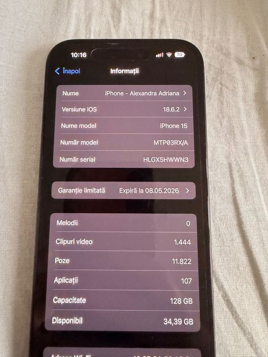 Vand iPhone 15 100% impecabil