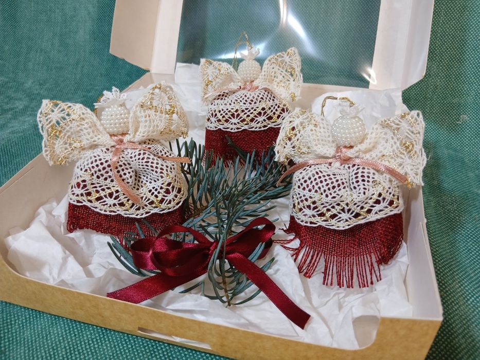 Set 3 Îngeraşi Crăciun handmade decorațiuni brad Crăciun ornamente