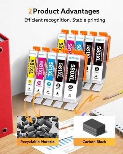 Нови 10 броя мастилници Canon PIXMA PGI-580 CLI-581 XXL черни и цветни касети тонер принтер мастило