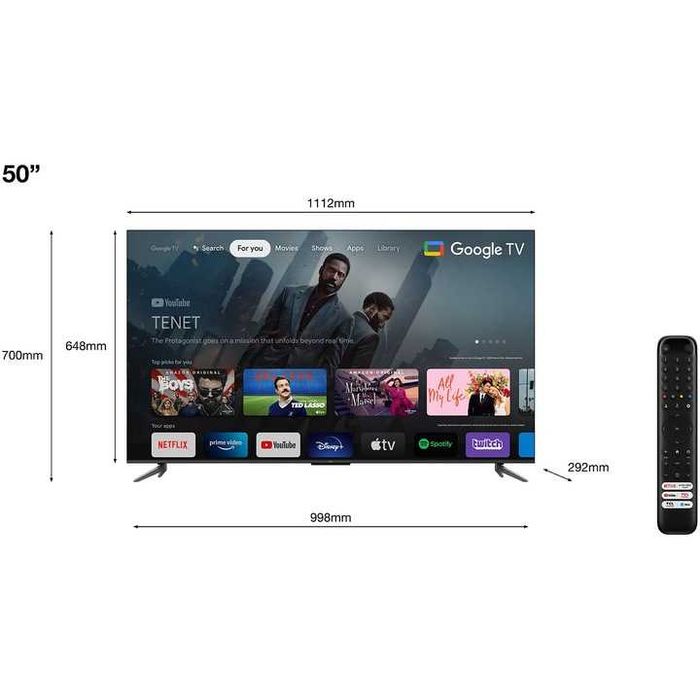 Televizor TCL QLED 50C645, 126 cm, Smart GoogleTV, 4K UltraHD, factura