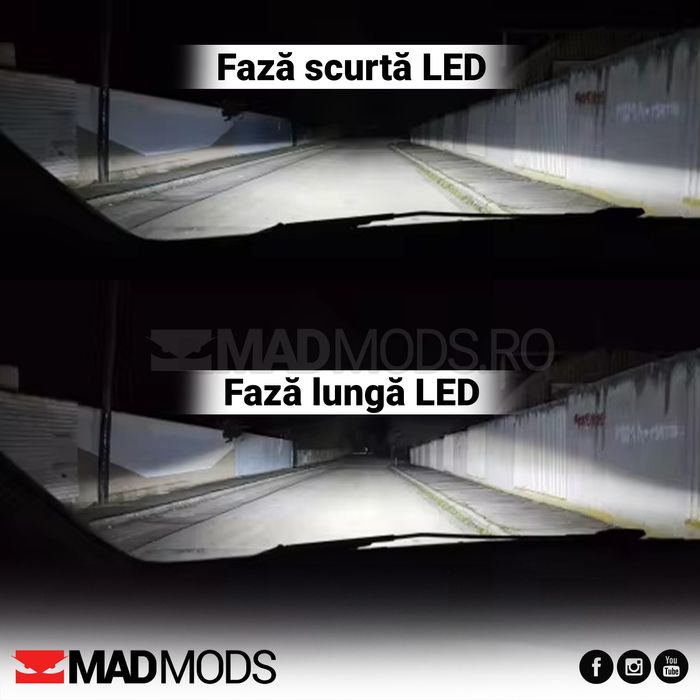 Set 2 Becuri Led H1 H3 H4 H7 H8 H9 H11 HB3 HB4 180W 6000k Canbus