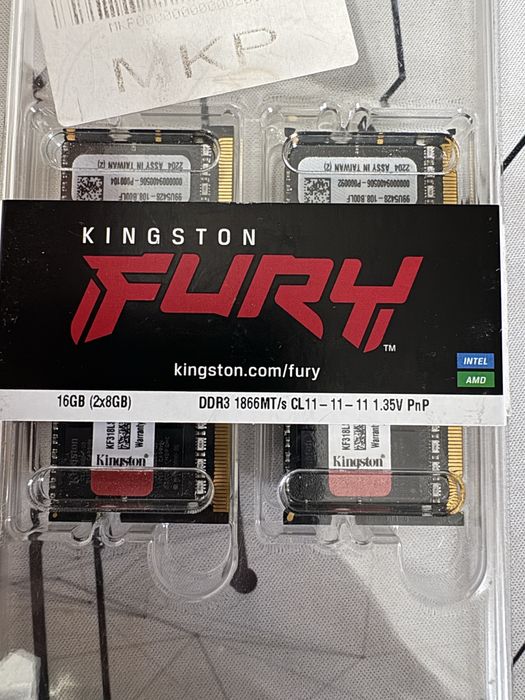 Kingston Fury IMPACT memorie RAM 16GB (2x8GB) DDR3 1866MHz CL11