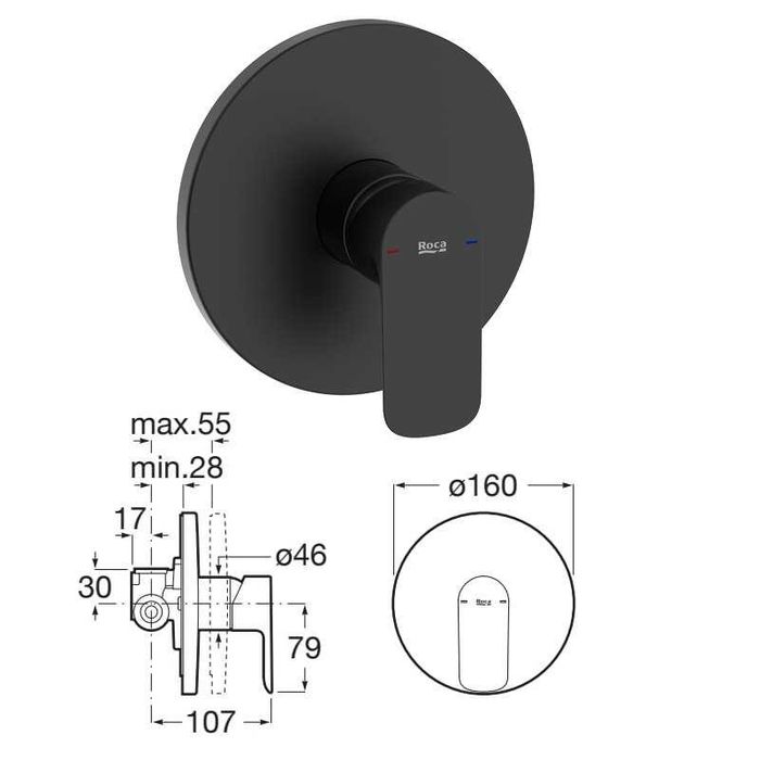 Хигиенен Душ + смесител ROCA Be-Fresh, черен мат, нов