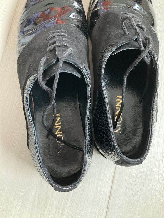 Официални мъжки обувки 41 номер лак+велур Desizo Monni