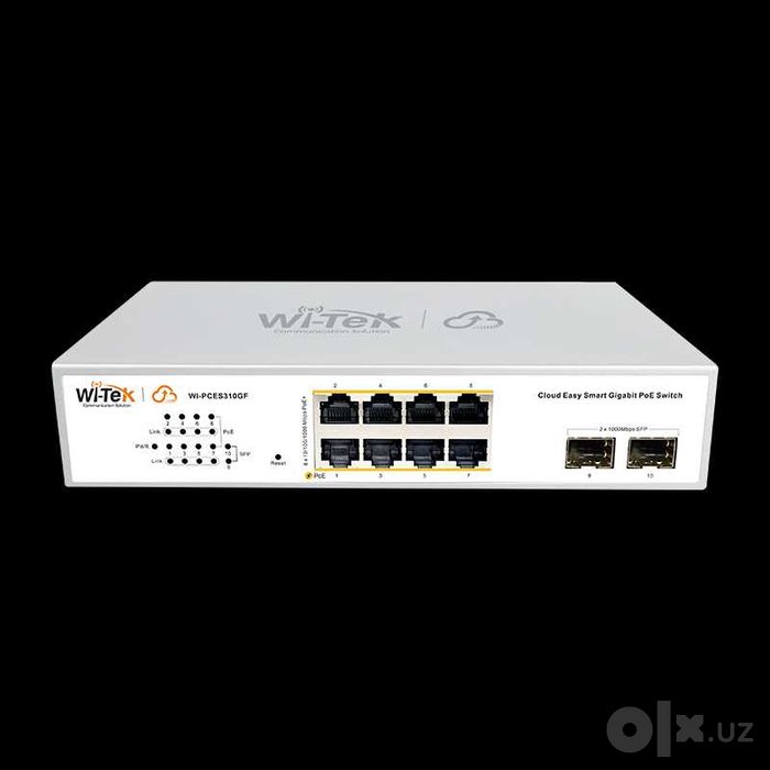 Wi-Tek WI-PCES310GF(V2) 8-port PoE+ коммутатор. PoE+ Swicth  IP