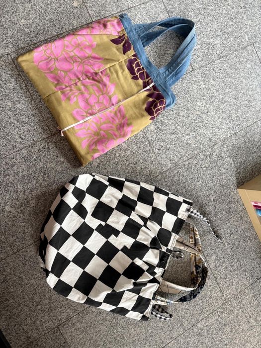 Деним чанта две лица шопър хенд мейд