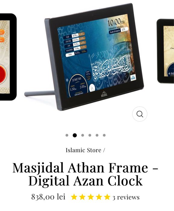 Ceas digital, ecran tactil, WiFi, arta islamica, dispozitiv islamic