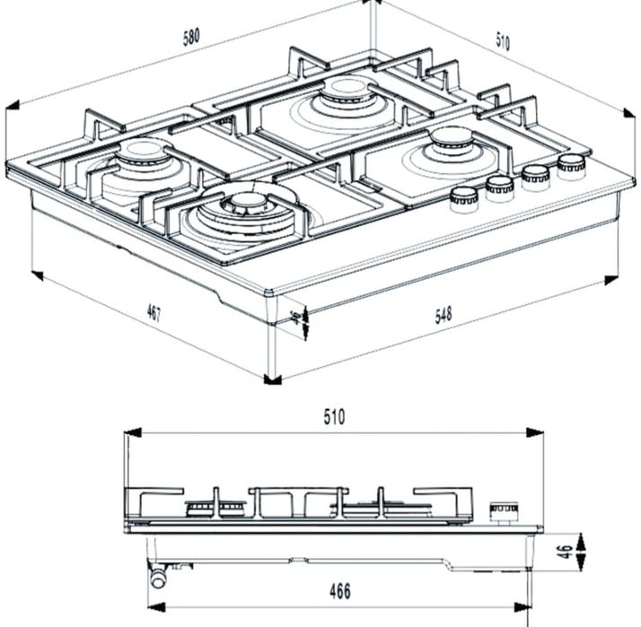 Plita gaz Grundig 4 arzatoare inox 
arzatoare + wok, inox - noua