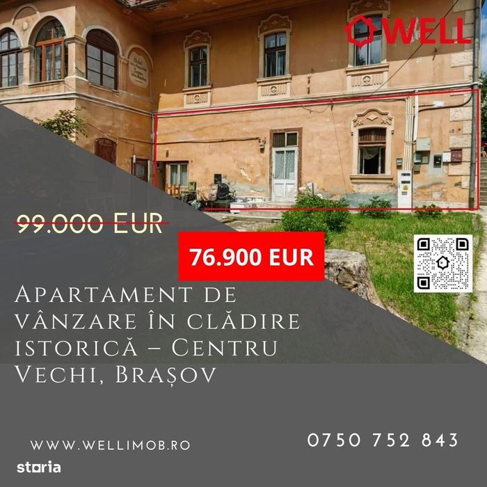 Apartament de vânzare în clădire istorică – Centru Vechi, Brașov