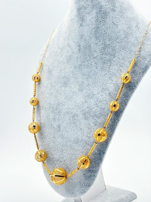 Дамско златно колие 14К с топчета – елегантен модерен дизайн