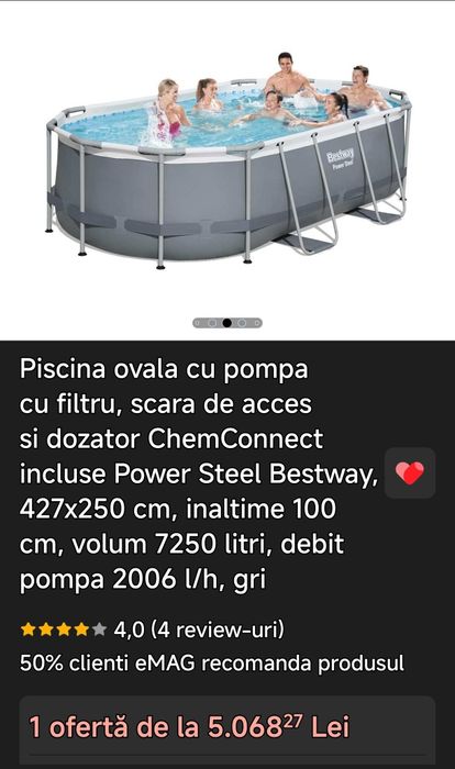 Piscină ovală supraterană