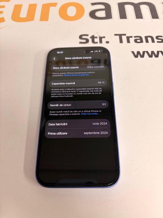 Telefon Apple iPhone 16, 128GB, 5G, Ultramarine, bat.96% -T-