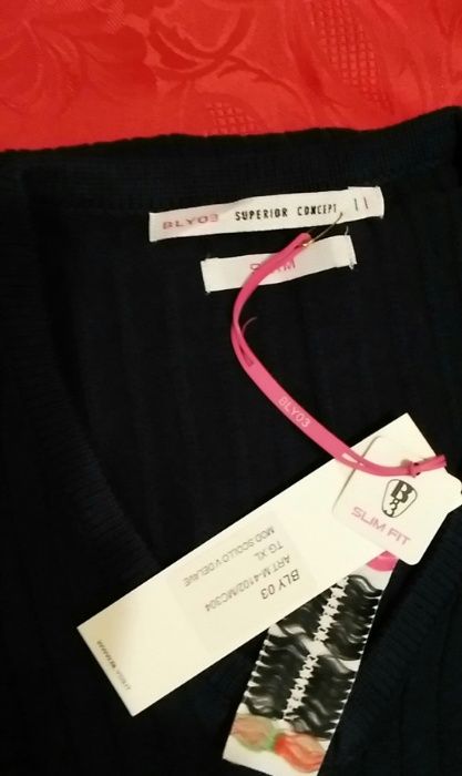 Pulover italienesc slim, bleumarin