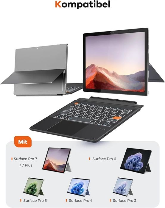 Doohoeek Bluetooth клавиатура за Surface Pro 7+/7/6/5/4/3 с подсветка