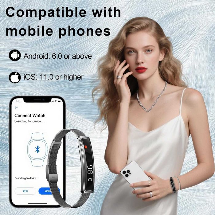 Умна гривна за жени и мъже, тънък фитнес тракер NX Wear