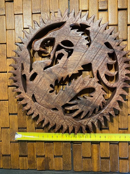 #0010# Стенен панел "Китайски дракон" - резбовано дърво. Винтидж.