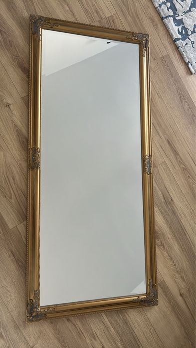 Oglindă lemn masiv aurie