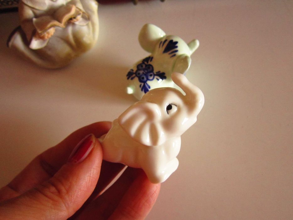 cadou rar Elefant Alb portelan decoratiuni miniaturi feng shue