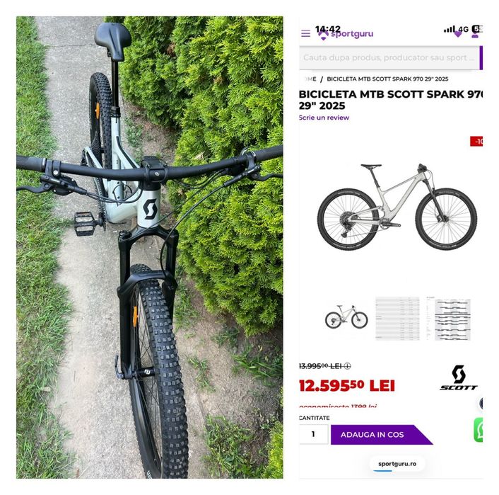 Bicicleta MTB Scott Spark 970 29" 2025 cadru L Aluminiu Furca Aer 1x12 full suspension