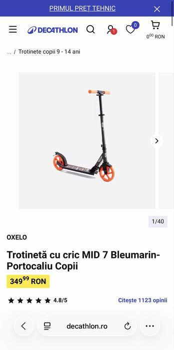 Trotineta cu cric pentru copii Oxelo Mid 7