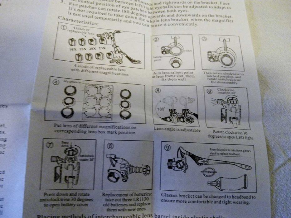 очки+четыре вида увеличительных стекол Х10,Х15,Х20,Х25