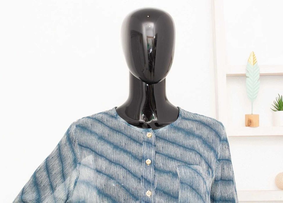 Isabel Marant Etoile копринена риза дамска синя геометричен принт 38