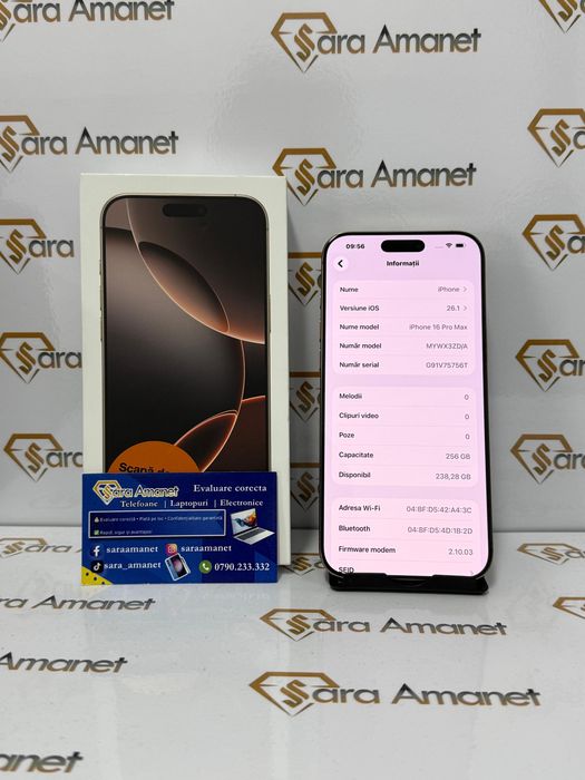 Iphone 16 Pro Max 256Gb ( baterie 100% ) Sara Amanet