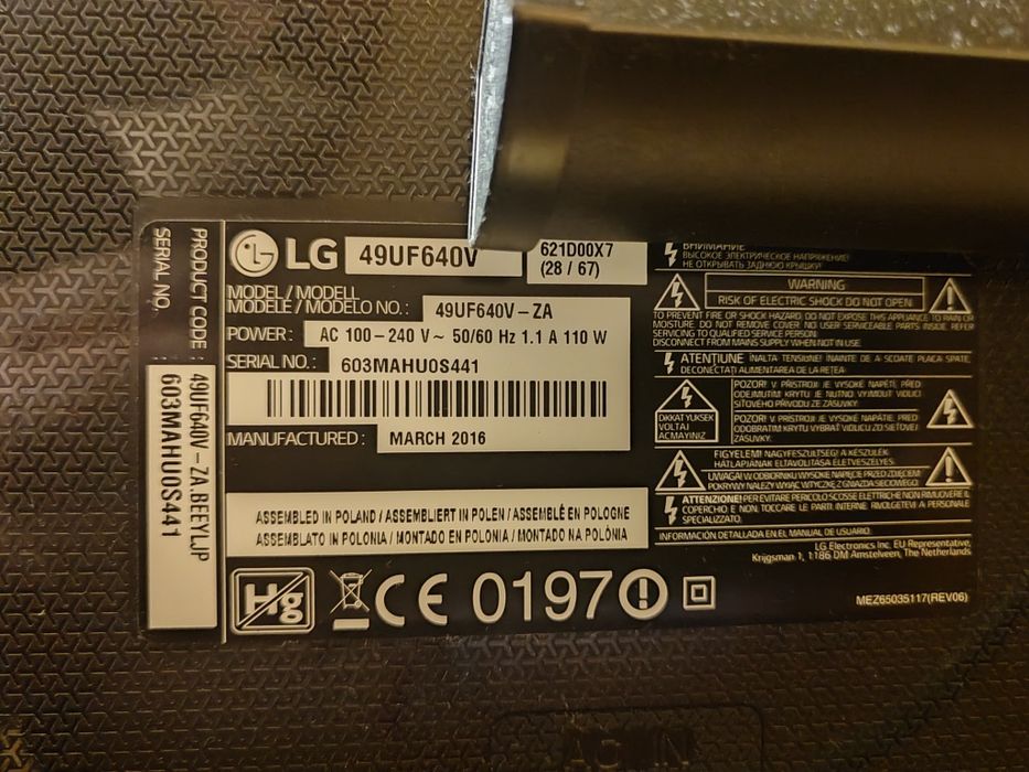 Телевизор Smart LED LG 49UF640V, 49" (123 см), 4K Ultra HD