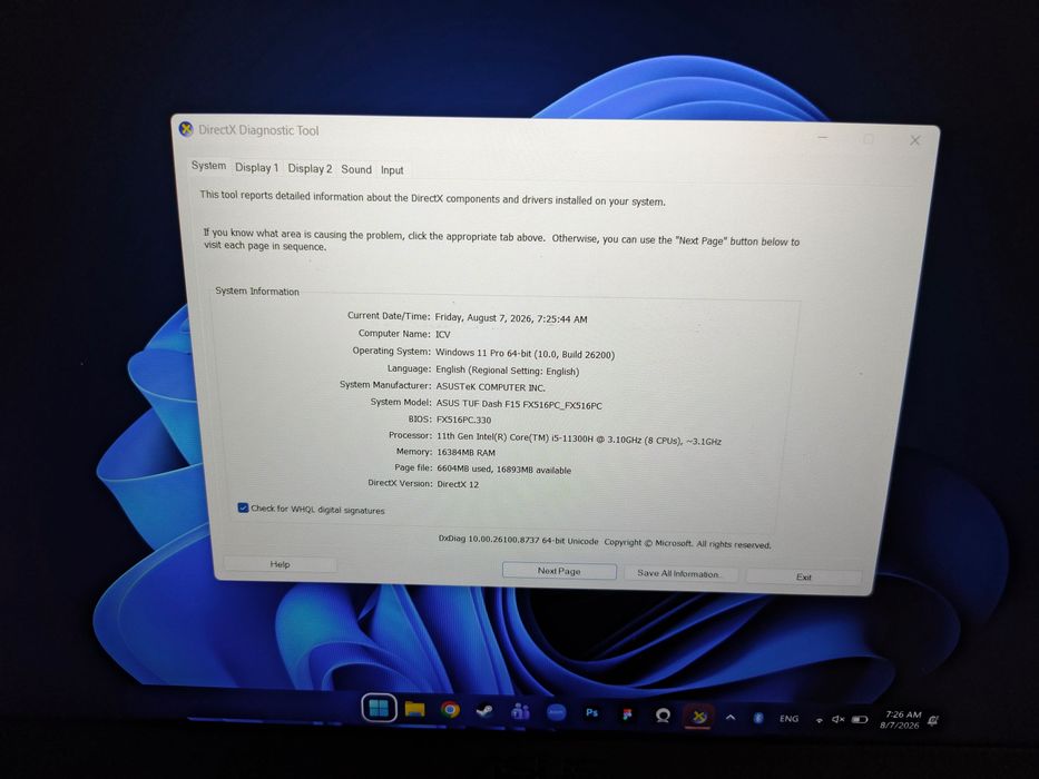 Laptop Gaming ASUS TUF Dash F15 | i5-11300H | RTX 3050 | 16GB RAM | 512GB SSD