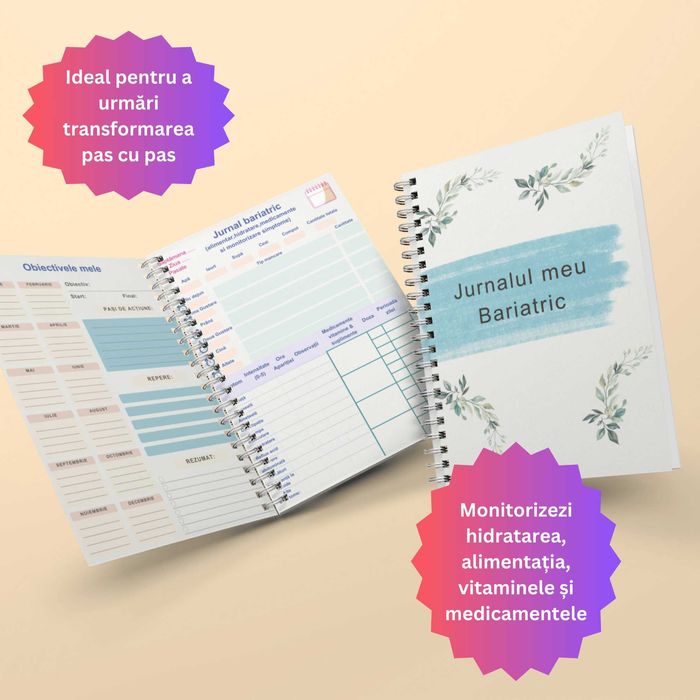 Jurnal Bariatric Complet 220 pagini A4 printat (pre-op + post-op)