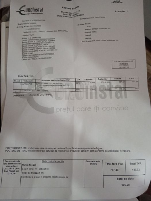 Sursa  de 700w centrală termică