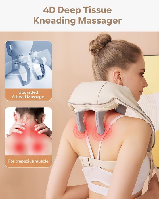 Безжичен 2в1 5D шиацу масажор със загряваща функция, day wolf