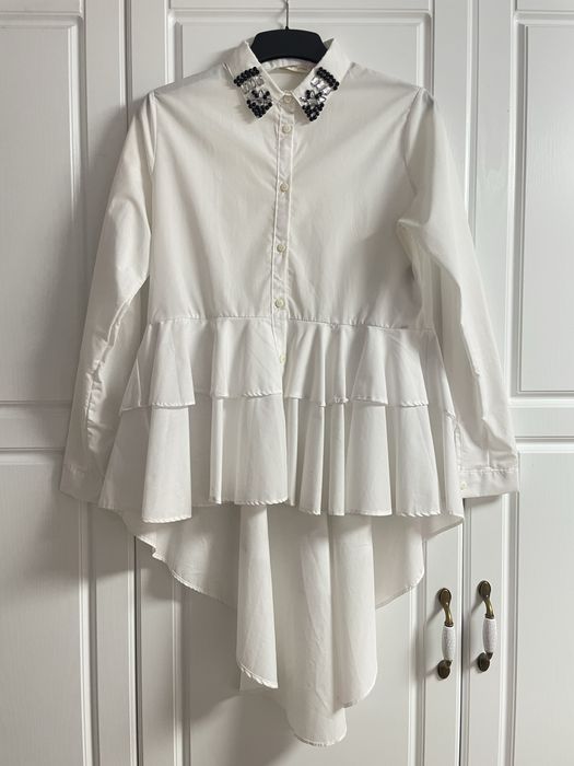 Уникална асиметрична бяла риза
