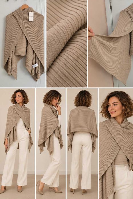 Наметка/Шал бежов трикотаж нов Alba Moda