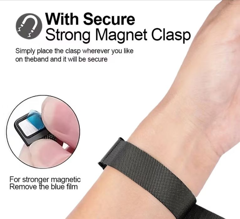 Сребриста Магнитна Каишка за смарт часовник 22 мм