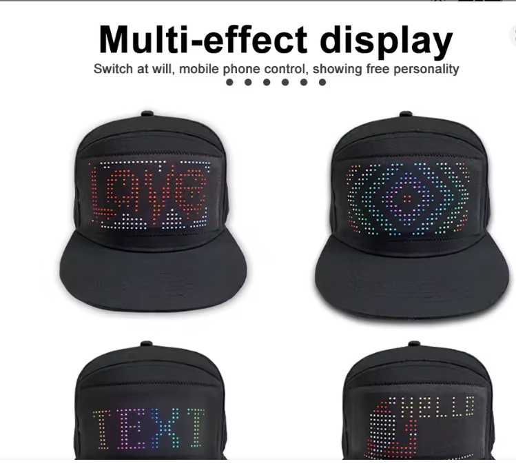 Sapca LED programabila din Aplicatie  Bluetooth