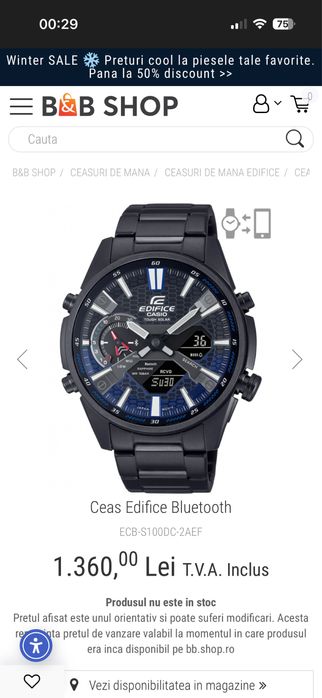 Ceas casio edifice bluetooth+solar+safir