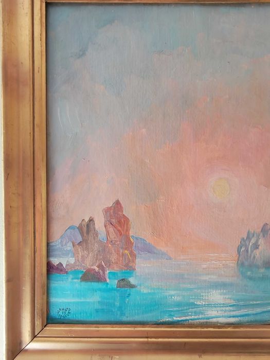 Tablou Starvu Tarasov ulei pe carton - pictat in 1919 Adalari - Turcia