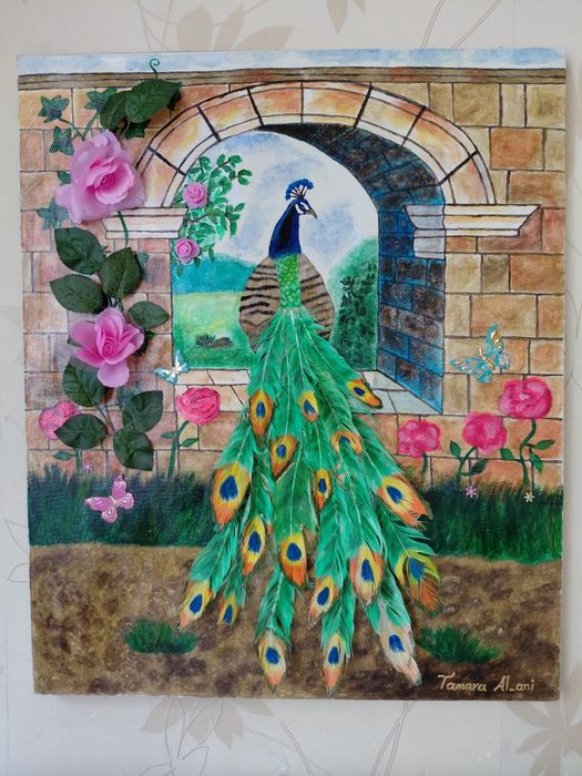 Ръчно изработена картина с паун