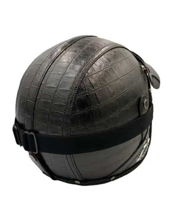 Комплект Отворена кожена каска за мотор с очила