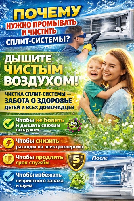 Чистка, мойка сплит систем, кондиционеров