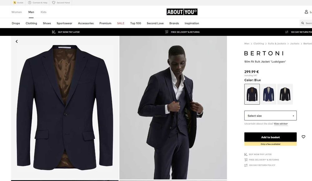 Sacou slim 48 M premium Bertoni lana super 100's