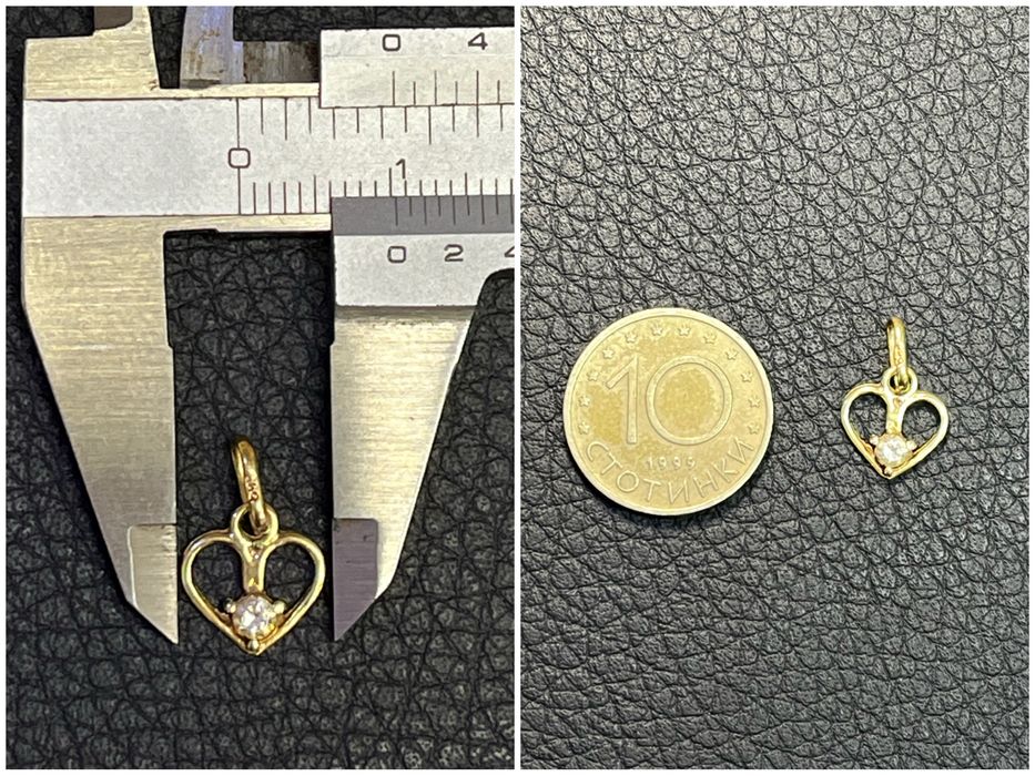 Златни висулки буква сърце слонче 14 карата 585 zlatni gold sarce bukv