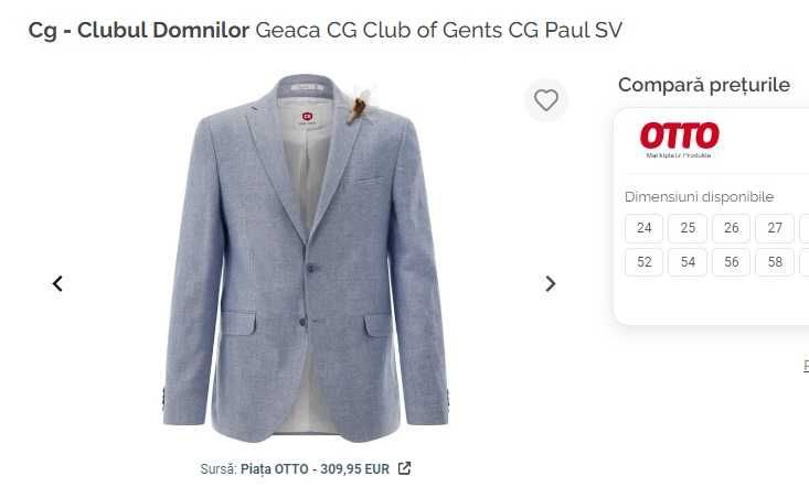 Sacou blazer slim 46 S de lux Club Of Gents NOU 100% linen in