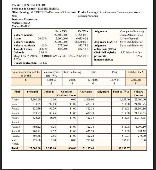 Iveco prelata LEASING 5 ani /rata 422 euro-garantie 1 an