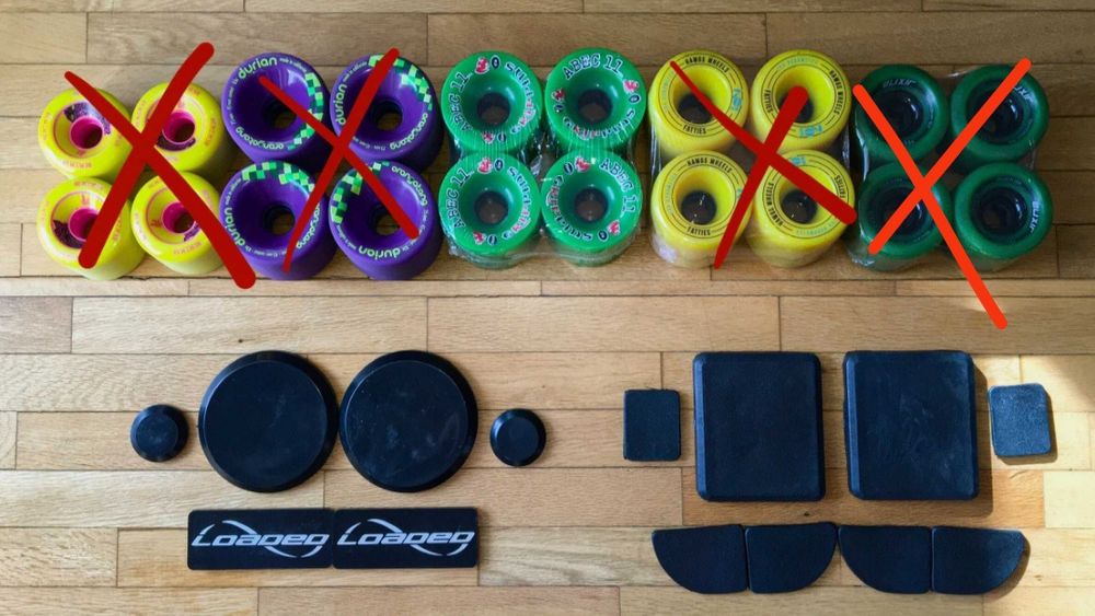 колелца/ролки, плочки за слайд за лонгборд/скейтборд