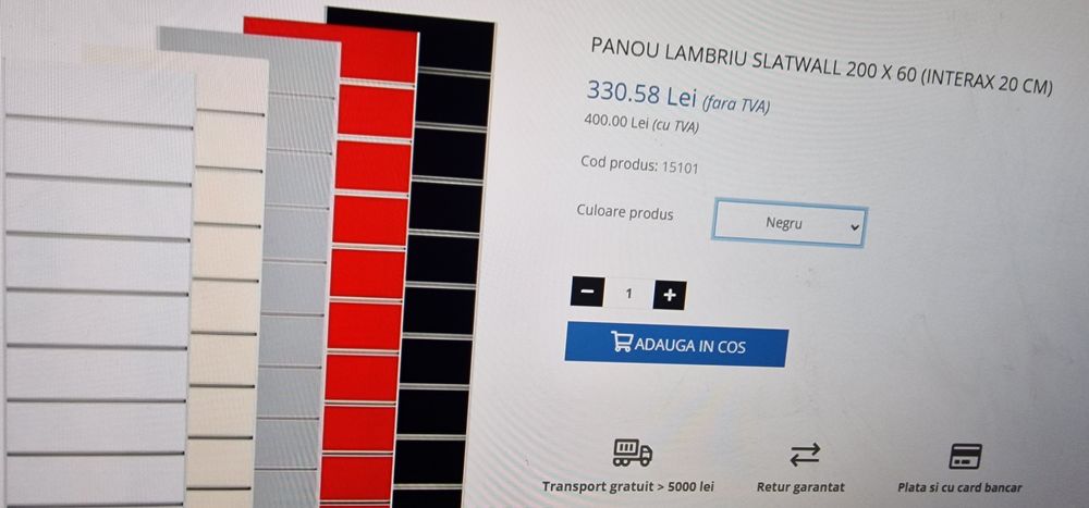 Vand panou slatwall cu sertar depozitare