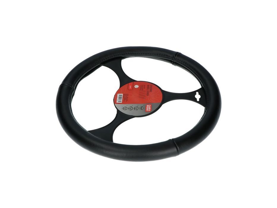 Husa volan Carpoint din piele neagra, pentru diametru 37-39 cm, cu strat interior antiderapant