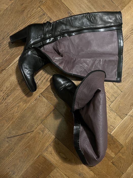 Cizme lungi negre din piele naturala